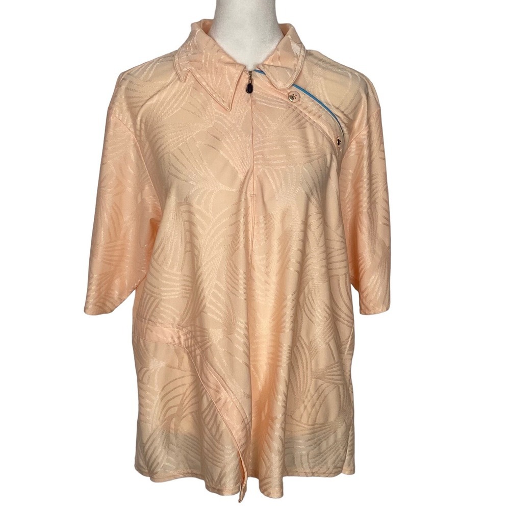 JAMIE SADOCK Women Short Sleeve Top Sz L Peach Golf Outdoors Active 69-13